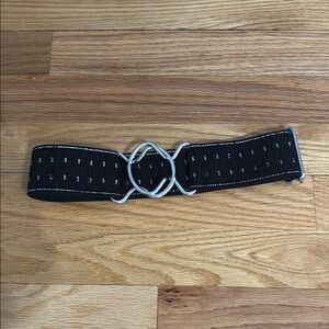 Bedford Belts Black and Silver Elastic Belt with Silver Surcingle - 1.5”